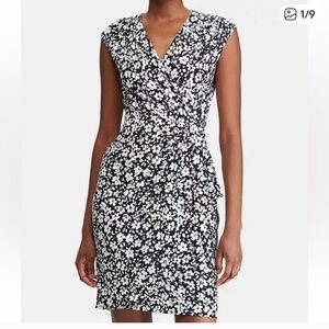 Lauren by Ralph Lauren Navy floral faux wrap‎ dress. Size 14.